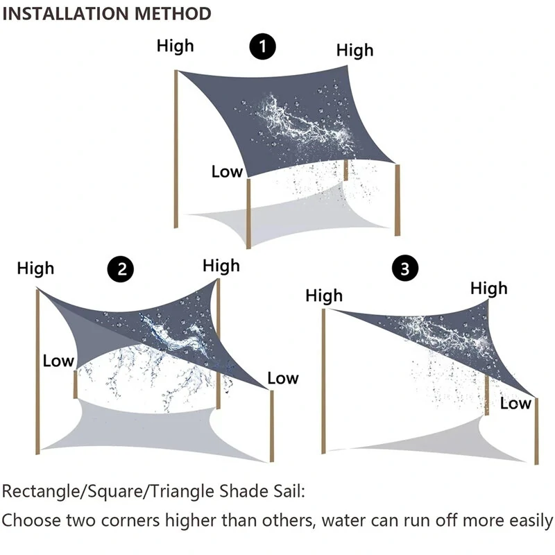 (image for) Outdoor Shade Canopy Waterproof Rain Shelter Sunshade Curtain Corner Shade Sail UV Resistance Sun Protection Camping Tent